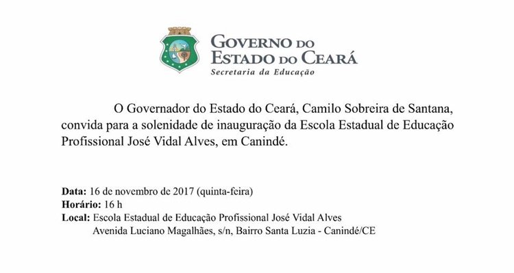 Canindé recebe Escola de Educação Profissional nesta quinta-feira, 16