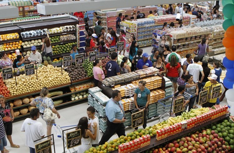 Vendas nos supermercados cresceram 1,25% no ano passado