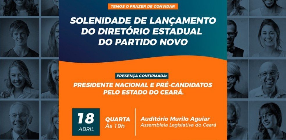 NOVO lançará Diretório Estadual do partido no Ceará no dia 18 deste mês