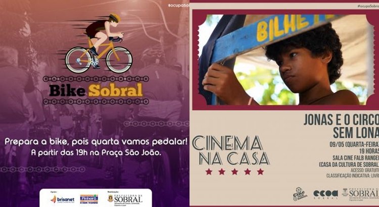 Passeio ciclístico e exibição do filme “Jonas e o Circo sem Lona” acontecem nesta quarta-feira, 19, em Sobral