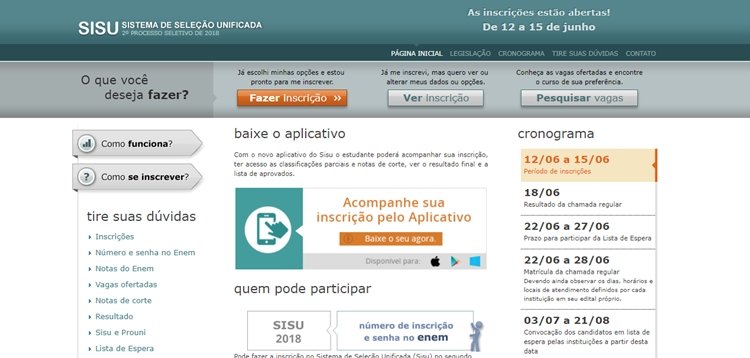 Começam hoje, 12, as inscrições para o Sisu