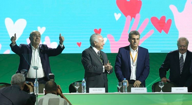 O ex-ministro Henrique Meirelles durante convenção do MDB em Brasília.