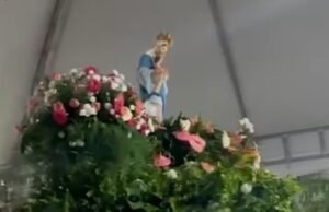 Imagem de Nossa Senhora cai de carro durante procissão em Alagoas, mas é segurada por fiel