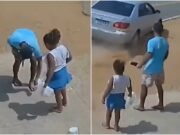 Pai e filha por pouco não são atropelados no Ceará por causa de moeda que encontram no chão