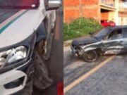 Acidente em Quixadá: carro colide com viatura da PM durante patrulhamento