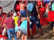 Carga de cerveja cai de caminhão no Ceará e bebidas são saqueadas pela população
