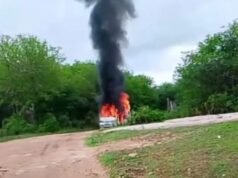 Ônibus escolar pega fogo após superaquecimento em Senador Pompeu; alunos não ficaram feridos